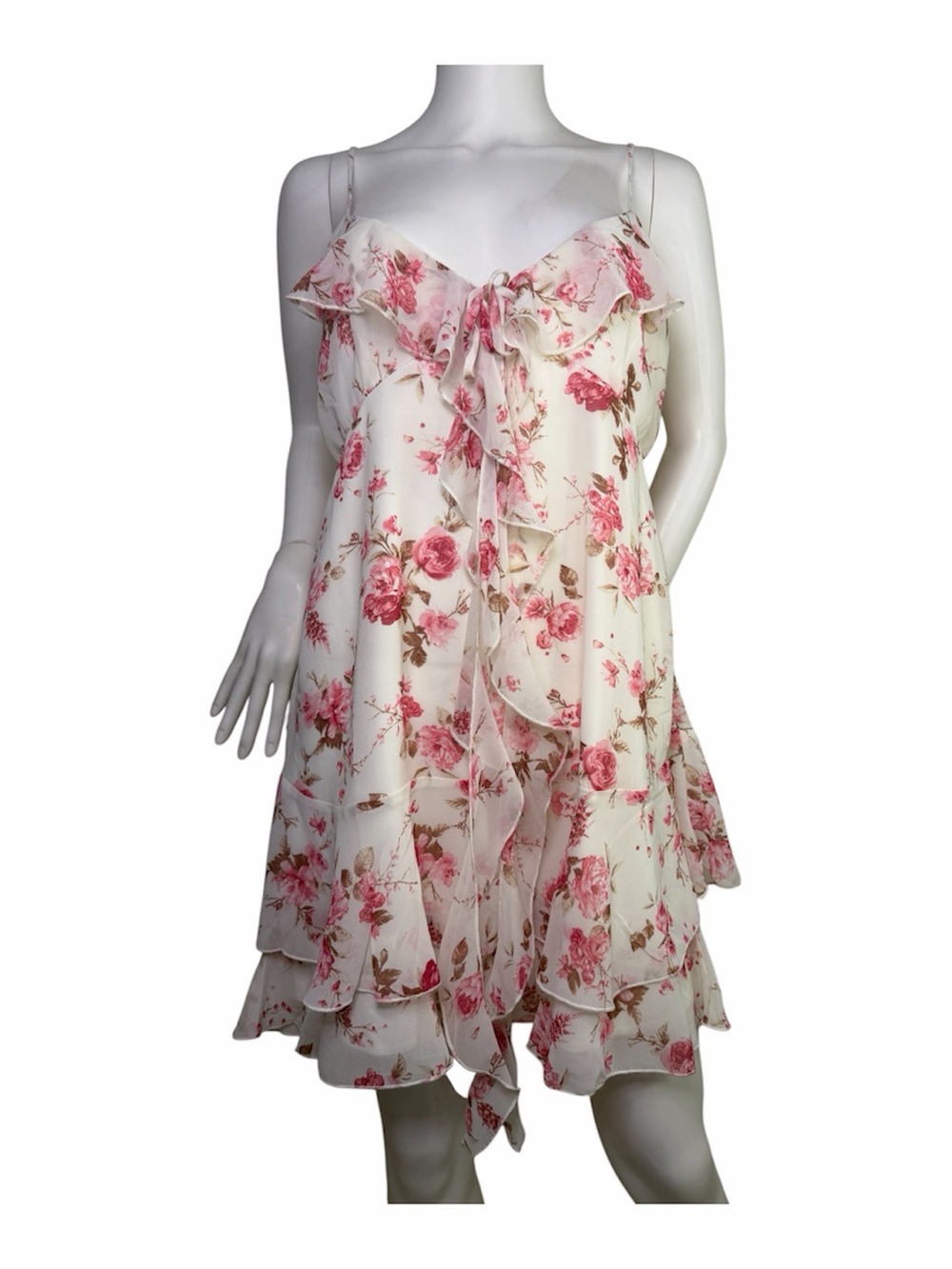 Jessica Simpson Cream Slip Dress with Pink Floral Accents